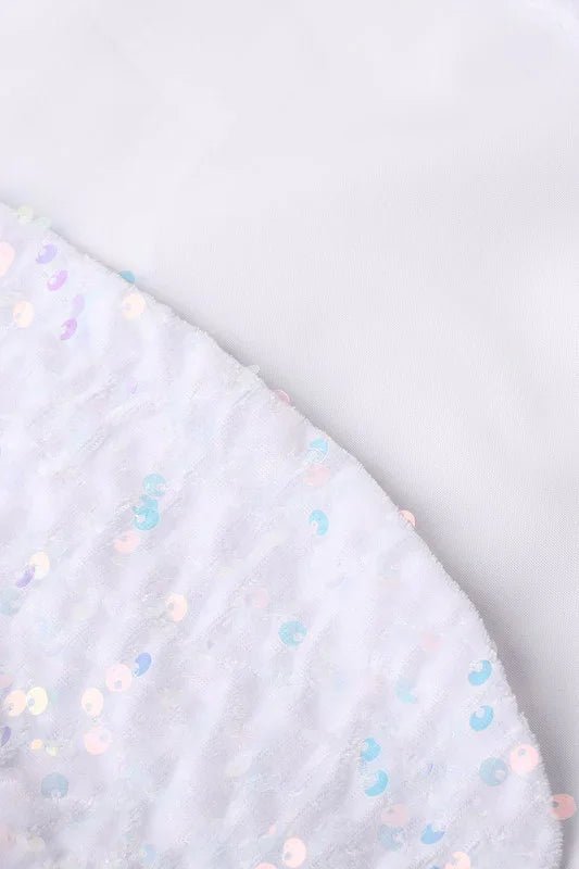White Velvet Shrug for Girls with Sequin Detailing - BYB PREMIUM