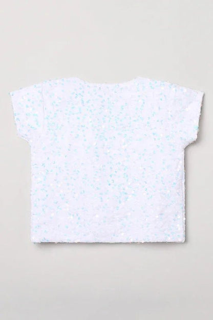 White Velvet Shrug for Girls with Sequin Detailing - BYB PREMIUM