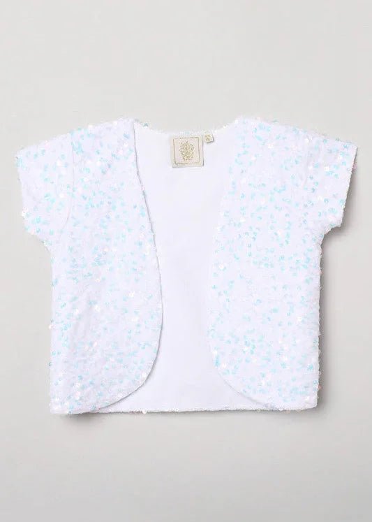 White velvet shrug for girls with sequin detailing   byb premium